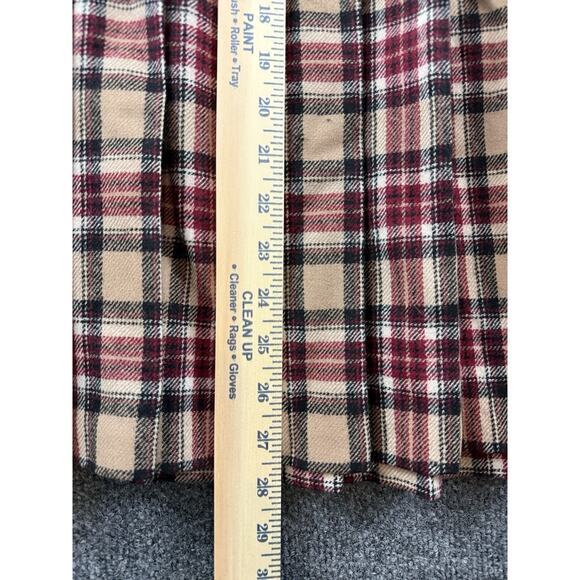 Pendleton Women's Vintage Skirt Size 12 Red Black Tan Plaid Pleated READ W/Hole - Picture 3 of 9
